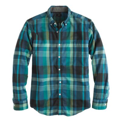 Indian cotton shirt in Atlantic ocean plaid