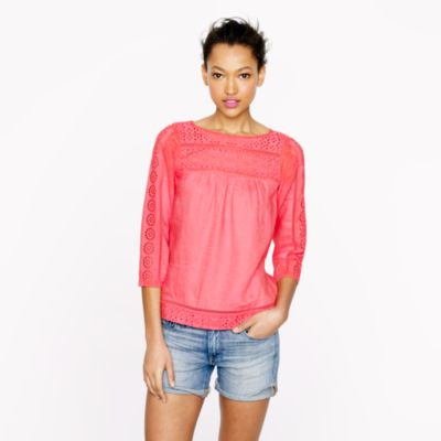 Linen eyelet top