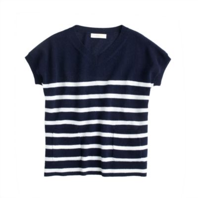 Girls' Collection cashmere V-neck popover in stripe