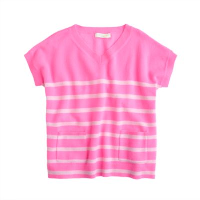 Girls' Collection cashmere V-neck popover in stripe