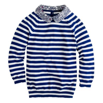 Liberty-collar merino sweater in stripe