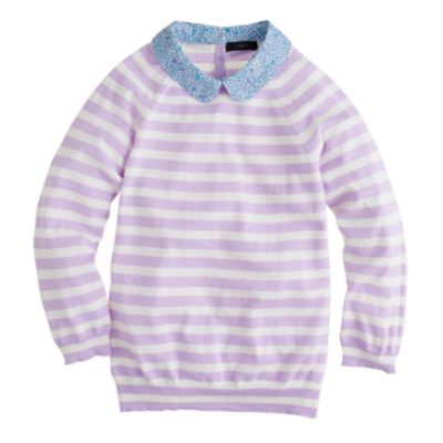 Liberty-collar merino sweater in stripe