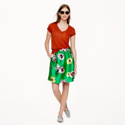 Silk-wool punk floral skirt