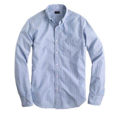 Tall lightweight end-on-end shirt in bold lime stripe