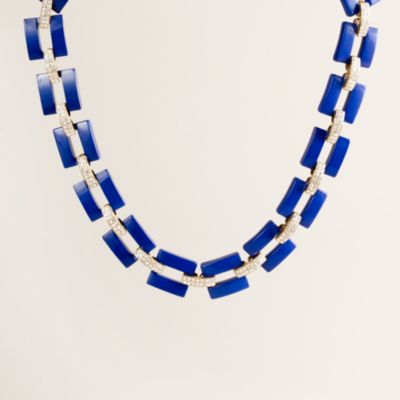 Resin and rhinestone link necklace