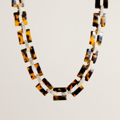 Resin and rhinestone link necklace