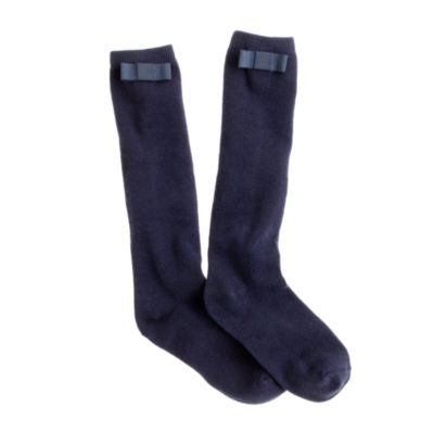 Girls' grosgrain bow knee-highs