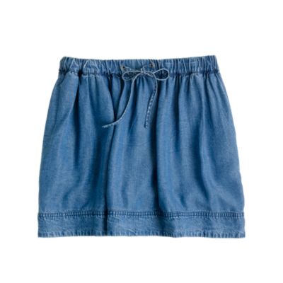 Lightweight washed chambray skirt