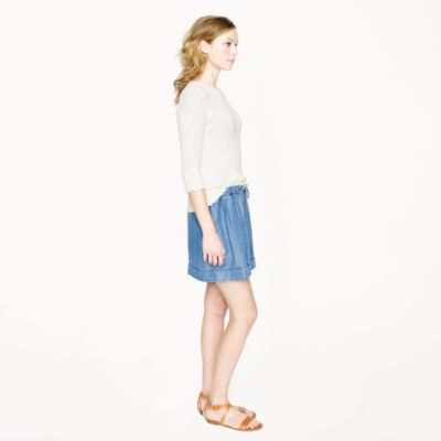 Lightweight washed chambray skirt