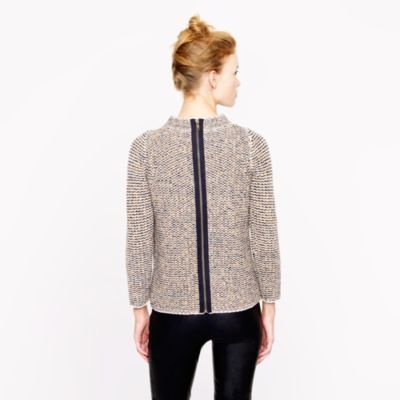 Collection cashmere back-zip mockneck sweater