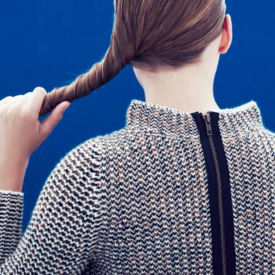 Collection cashmere back-zip mockneck sweater