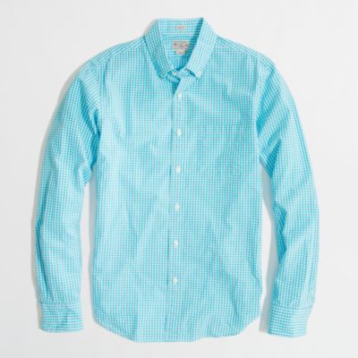 Factory slim washed shirt in two-color gingham