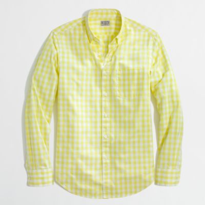 Factory slim washed shirt in two-color gingham