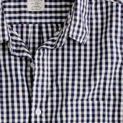 Secret Wash short-sleeve shirt in navy gingham