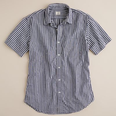 Secret Wash short-sleeve shirt in navy gingham