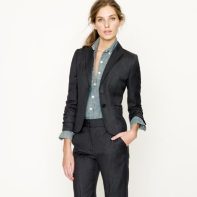 Aubrey jacket in pinstripe Super 120s - Super 120s Pinstripe - Women's suiting - J.Crew