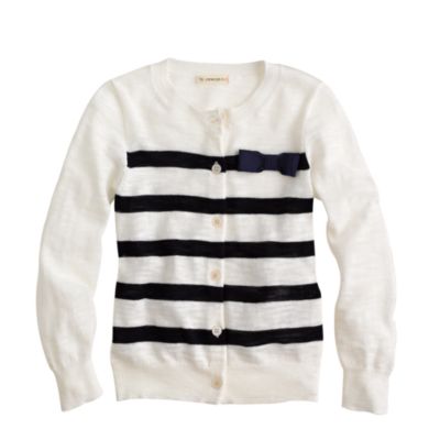 Girls' Caroline cardigan in stripe with bow