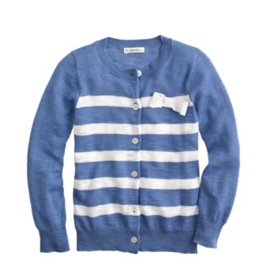 Girls' Caroline cardigan in stripe with bow