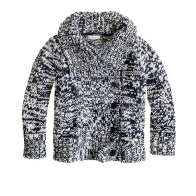 Girls' marled cotton sweater-jacket