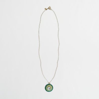 Factory crystal and bead medallion necklace