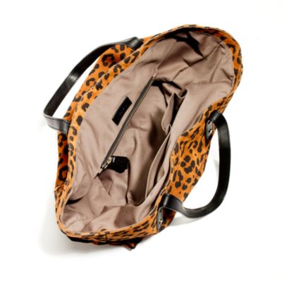 Newsstand tote in leopard suede