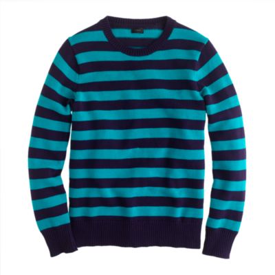 Cotton crewneck sweater in stripe