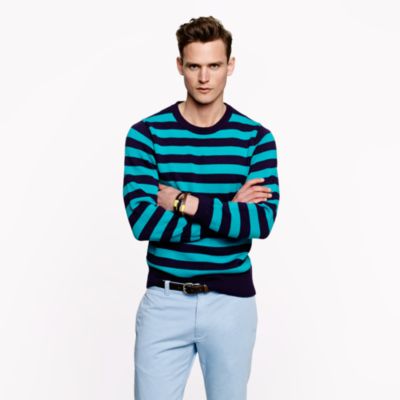 Cotton crewneck sweater in stripe