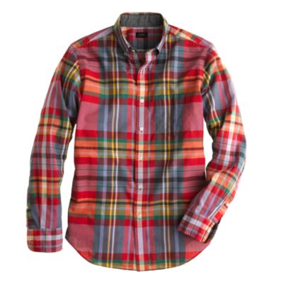 Indian cotton shirt in milan red plaid