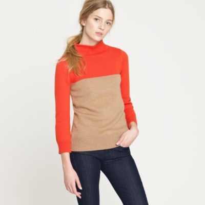 Colorblock minimalist mockneck sweater