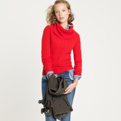 Cashmere cable cowlneck sweater