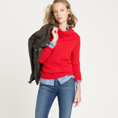 Cashmere cable cowlneck sweater