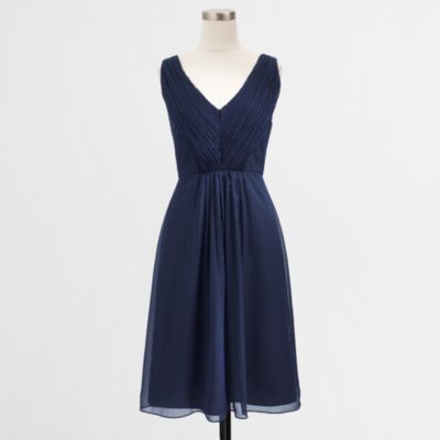 Factory pleated V-neck dress in poly