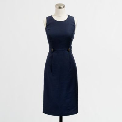 Factory linen button-tab shift dress