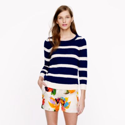 Twisted stitch open-neck sweater in stripe
