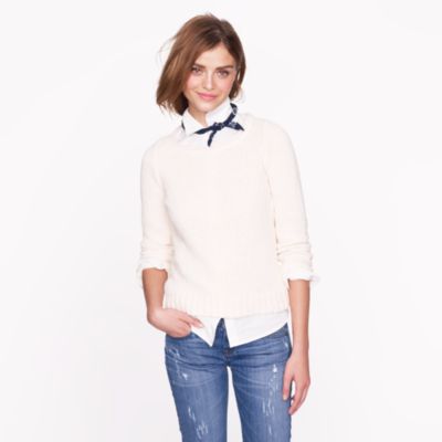 Twisted stitch open-neck sweater