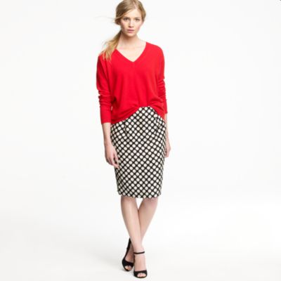 Polka-dot pencil skirt