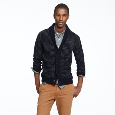 Lambswool dotted shawl-collar cardigan