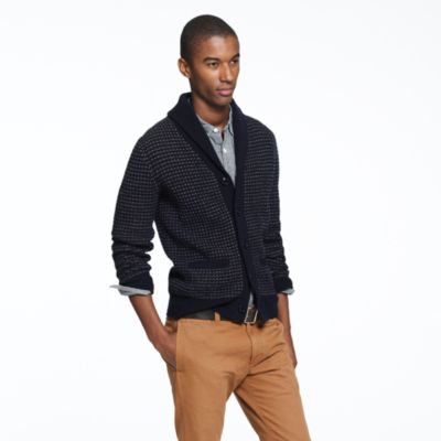 Lambswool dotted shawl-collar cardigan