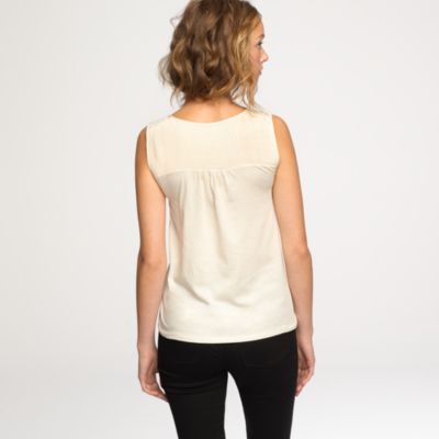 Pintuck lace shell