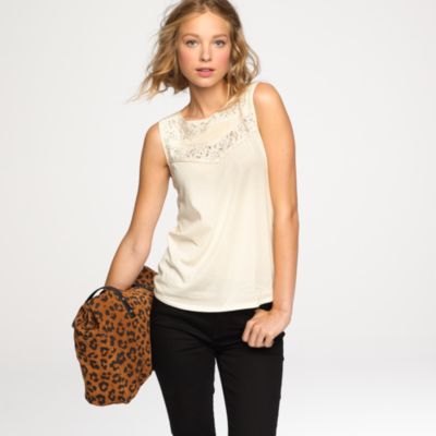 Pintuck lace shell