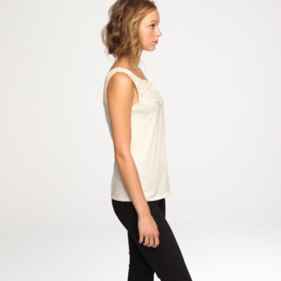 Pintuck lace shell