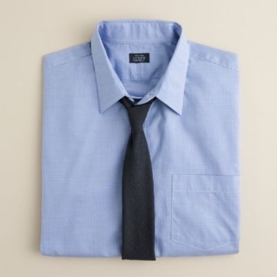 Point-collar dress shirt in microgingham