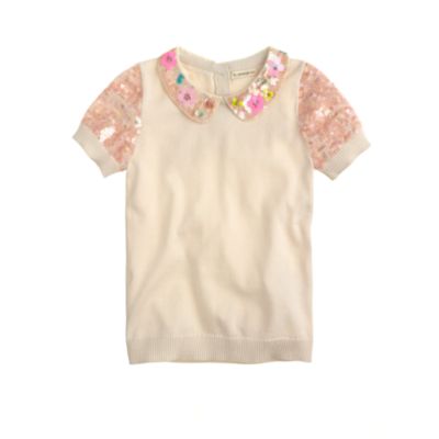 Girls' sequin short-sleeve popover