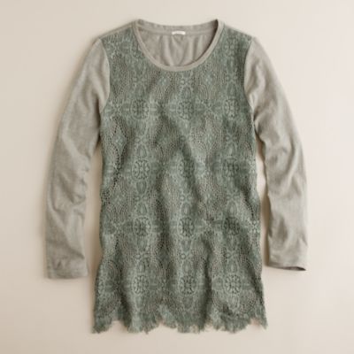 Crochet lace-front tee