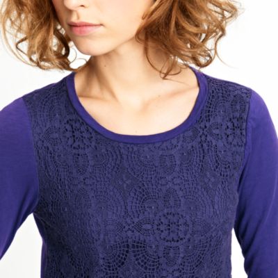 Crochet lace-front tee