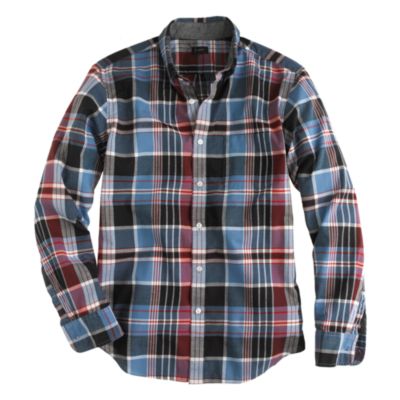 Indian cotton shirt in dark papaya plaid
