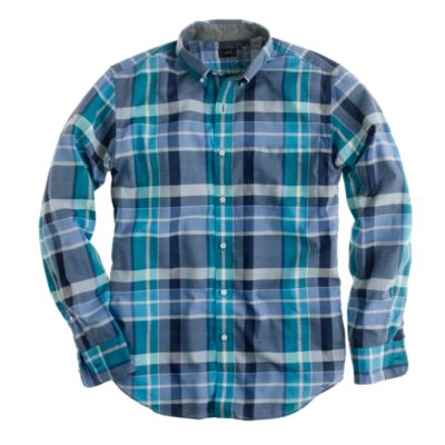 Indian cotton shirt in shaw blue plaid