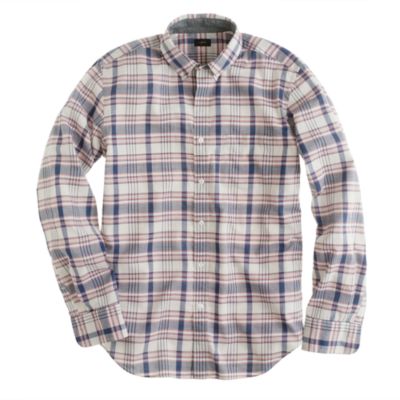 Tall indian cotton shirt in red faded twilight plaid
