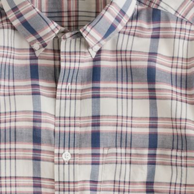 Indian cotton shirt in red faded twilight plaid