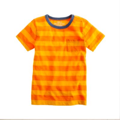 Boys' ringer pocket tee in orange stripe